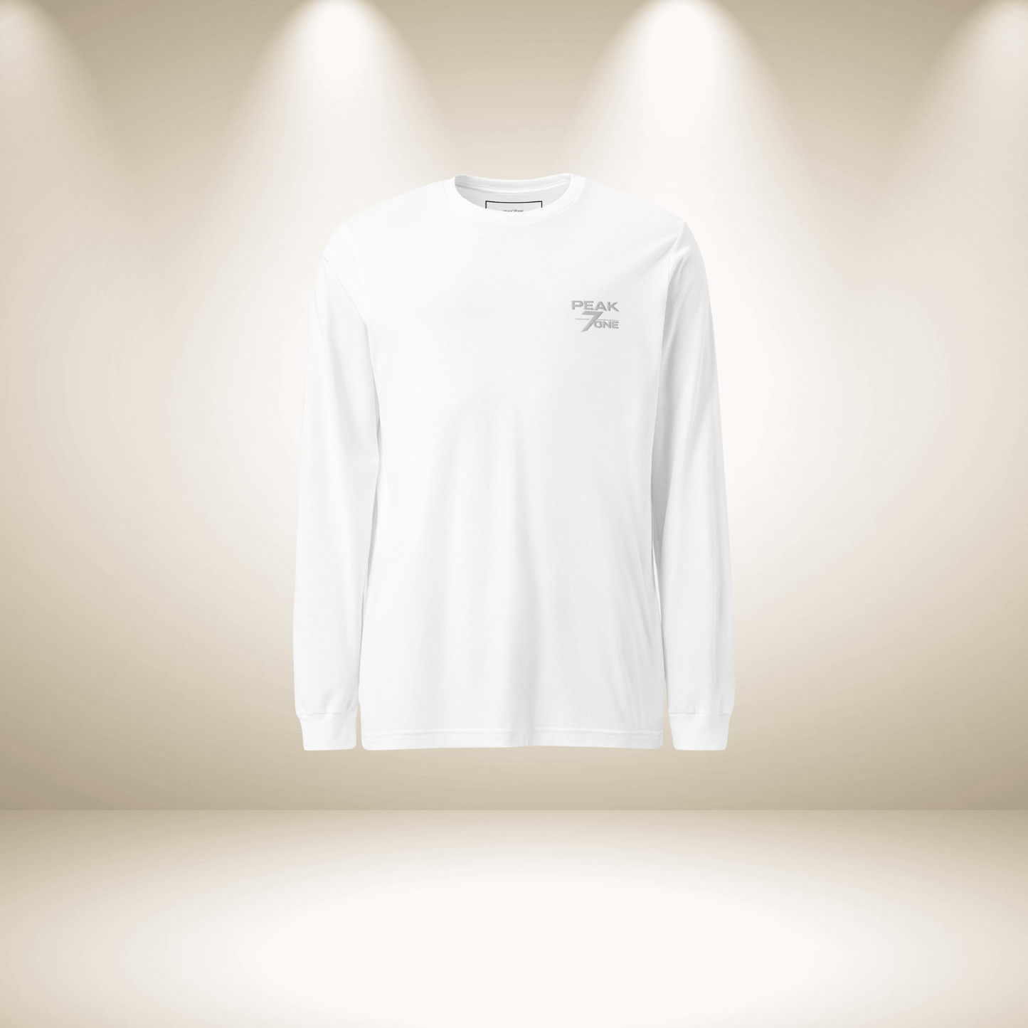 Peak7one Signature Longsleeve weiß – cleanes minimalistisches Shirt