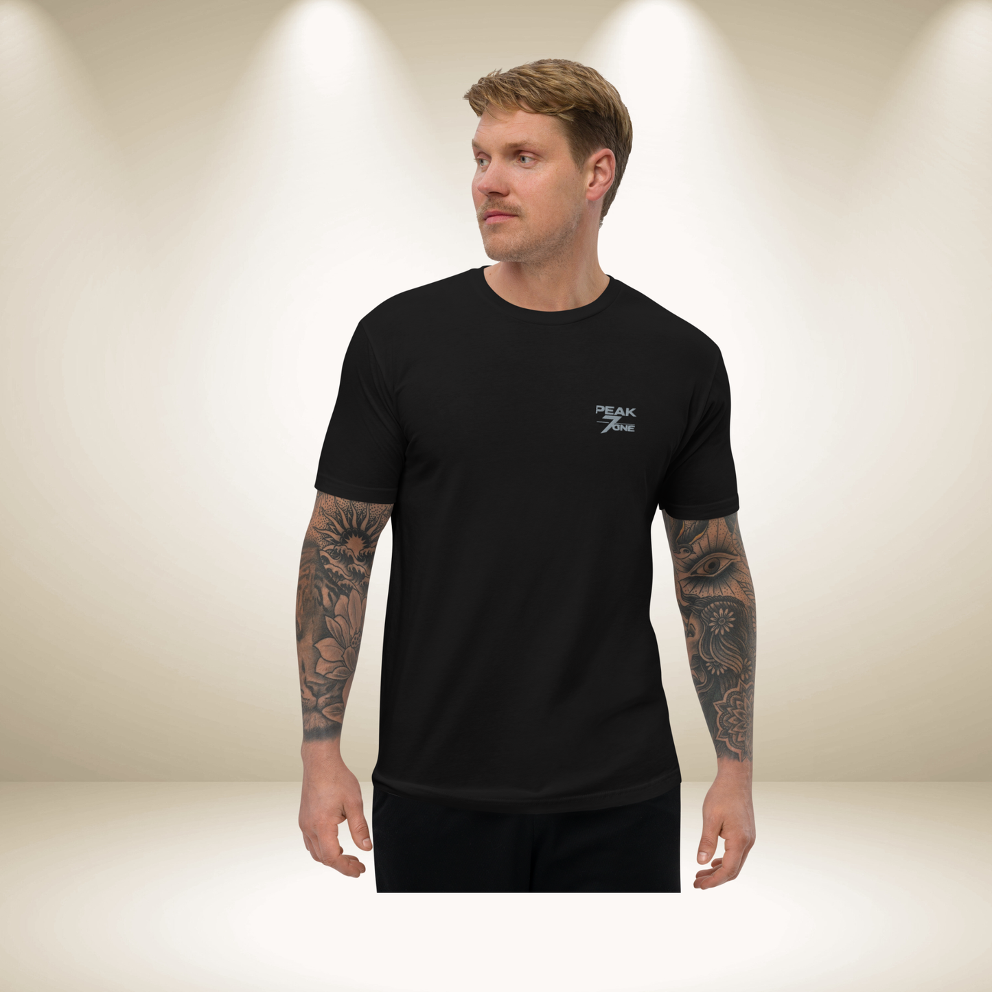 Peak7one Signature T-Shirt schwarz – Premium Streetwear Shirt mit Sticklogo