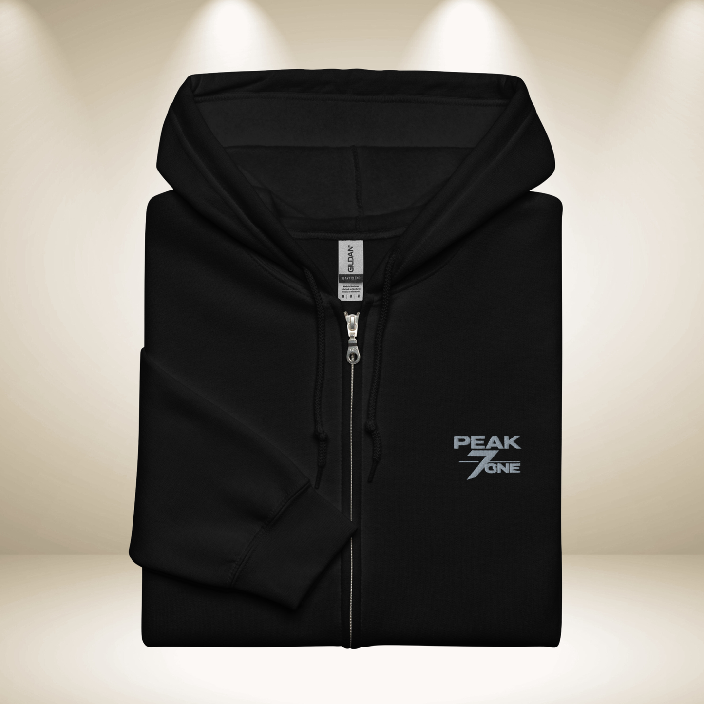 Peak7one Zip Hoodie Frontansicht – Premium Streetwear Hoodie mit Reißverschluss