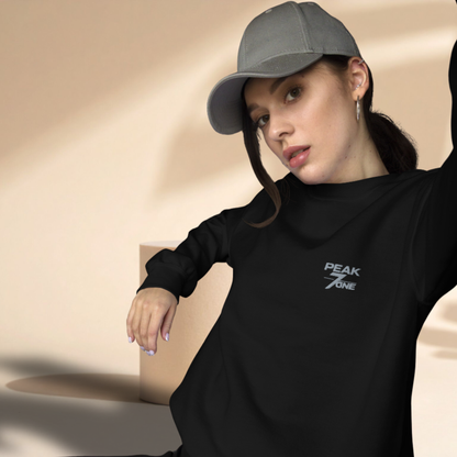 Peak7one Essential Sweatshirt schwarz – minimalistisches Premium Streetwear Crewneck