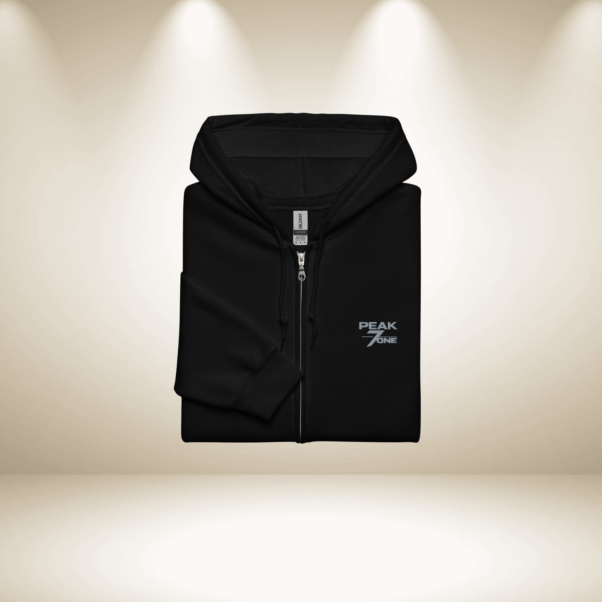 Peak7one Zip Hoodie Frontansicht – Premium Streetwear Hoodie mit Reißverschluss